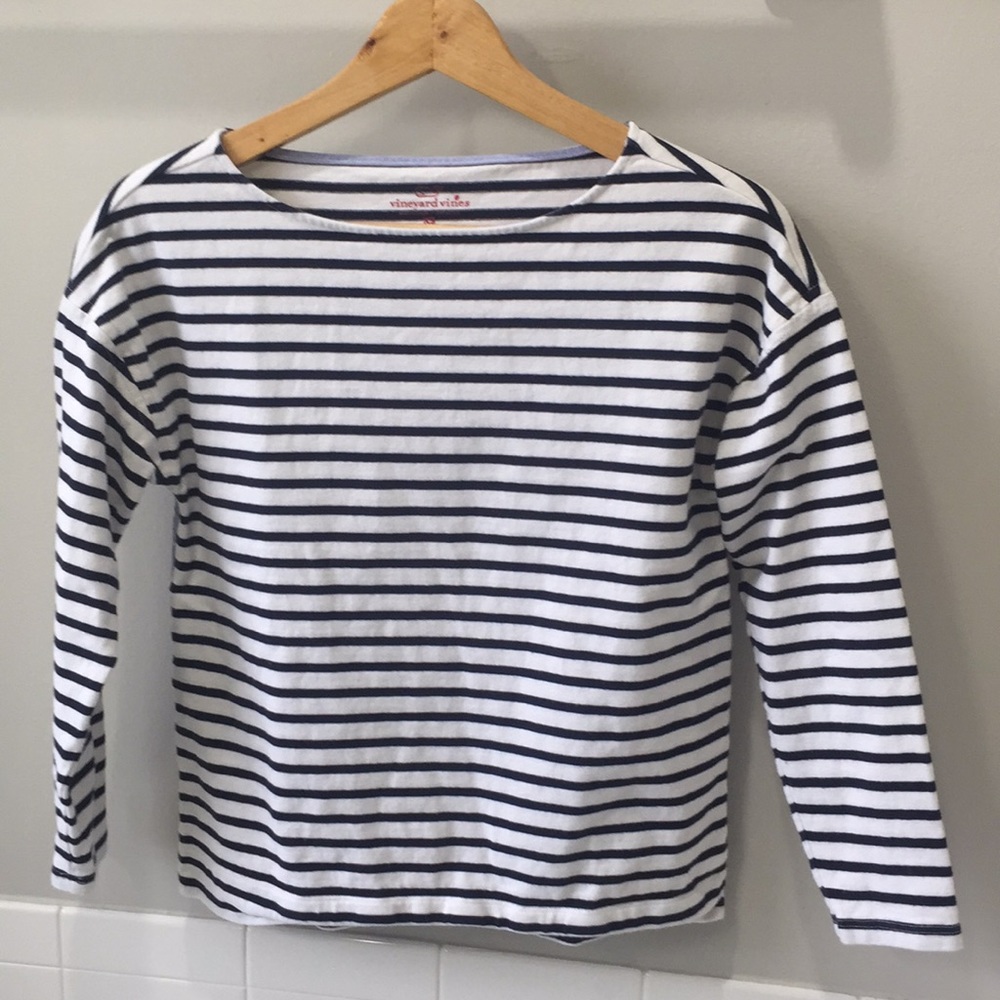 Vineyard Vines Long Sleeve Stripe Boatneck Top Sz XS EUC